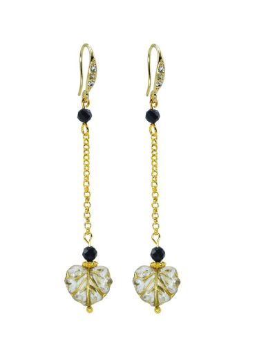 Navy Starstone Gemstone Maple Leaf Chain Earrings
