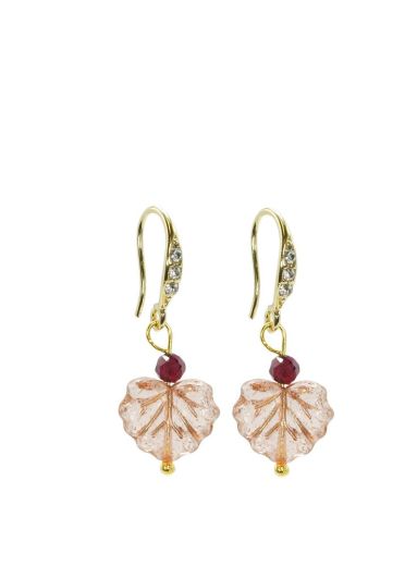 Garnet Gemstone Maple Leaf Earrings 