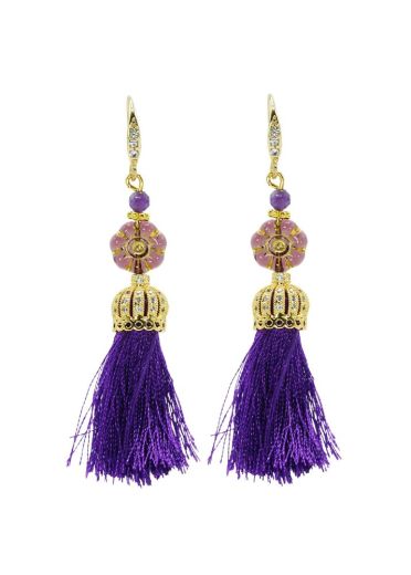 Amethyst Gemstone Gold Belle Tassel Earrings