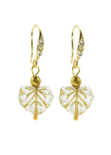 Pyrite Gemstone Maple Leaf Earrings