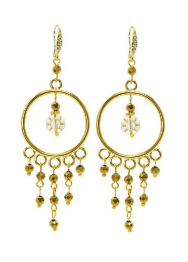 Pyrite Gemstone Large Belle Chandelier Earrings