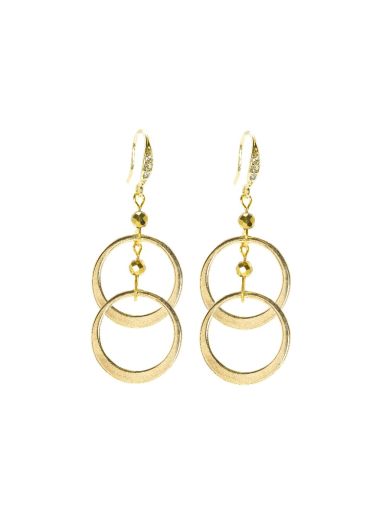 Pyrite Gemstone Double Hoop Earrings