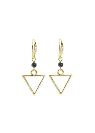 Navy Starstone Gold Triangle Earrings