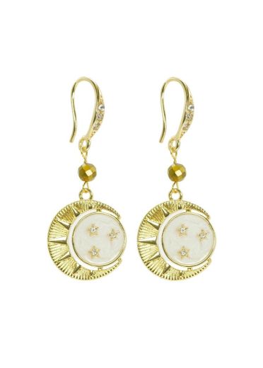 Pyrite Gemstone New Moon, Sun & Stars Earrings