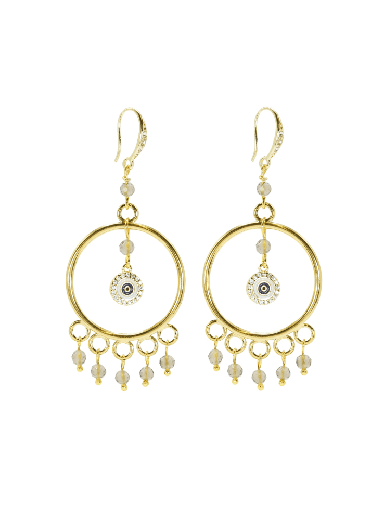 Ice Obsidian Gemstone Protective Eye Chandelier Earrings