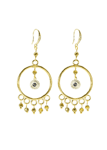 Pyrite Gemstone Protective Eye Chandelier Earrings