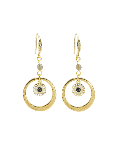 Protective Eye Ice Obsidian Gemstone Hoop Earrings