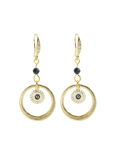 Navy Starstone Gemstone Protective Eye Hoop Earrings