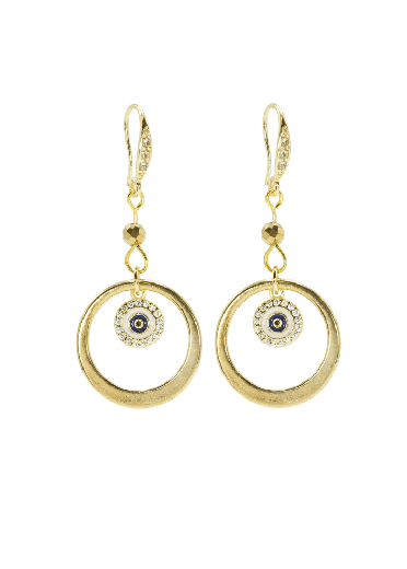 Pyrite Gemstone Protective Eye Hoop Earrings