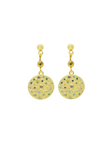 Rainbow Universe Chakra Pyrite Gemstone Stud Earrings