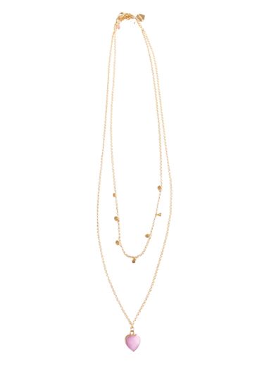 Rosy Pink Agate Hearts Double Necklace
