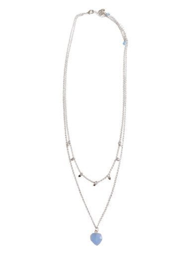 Blue Agate Heart Double Necklace