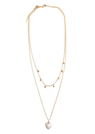 Howlite Gemstone Hearts Double Necklace