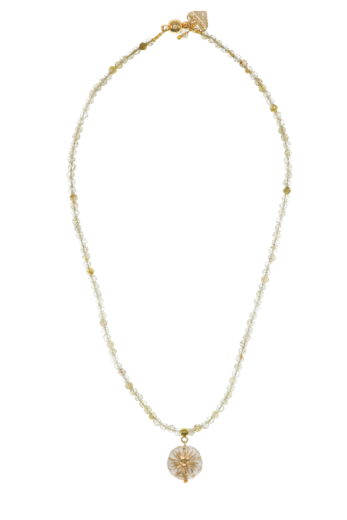 Gold Quartz Gemstone Pansy Necklace