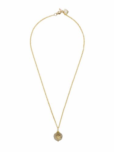 Gold Quartz Gemstone Pansy Chain Necklace