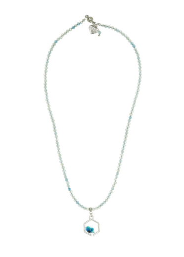 Aquamarine Gemstone Flower Necklace