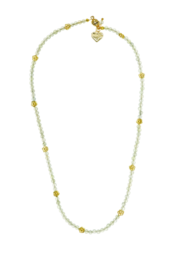 Prehnite Gemstone Daisy Necklace 