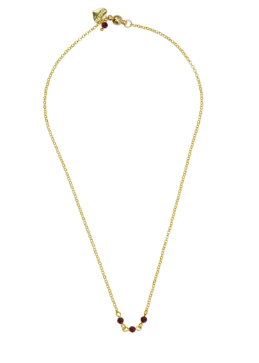 Garnet Triple Gemstone Chain Necklace 