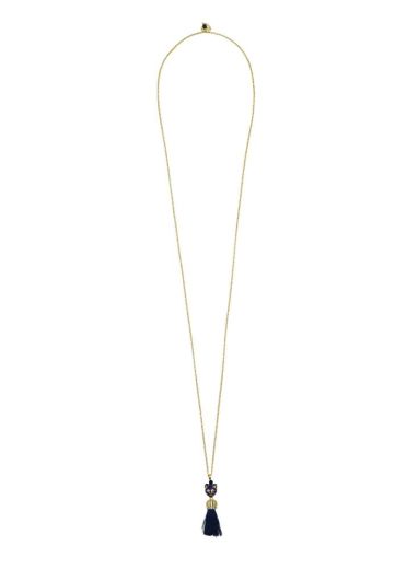 Navy Starstone Gold Cat Tassel Chain Necklace 
