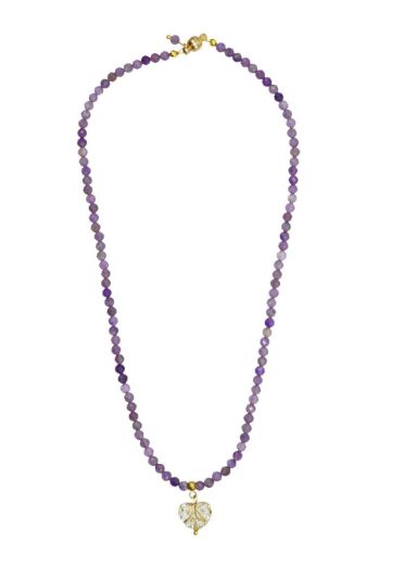 Amethyst Gemstone Maple Leaf Gemstone Necklace