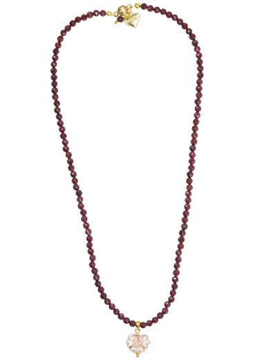 Garnet Gemstone Maple Leaf Necklace 