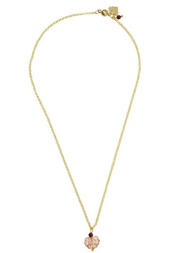 Garnet Gemstone Chain Maple Leaf Necklace