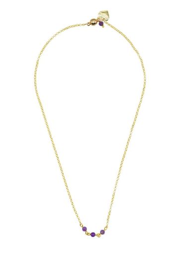 Amethyst Gemstone Triple Chain Necklace
