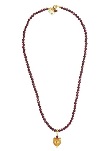 Garnet Gemstone Cat Necklace 