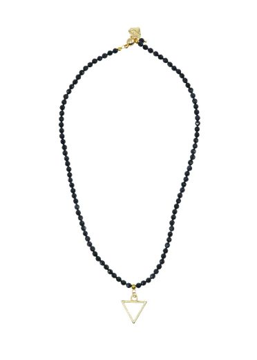 Navy Starstone Gold Triangle Necklace 