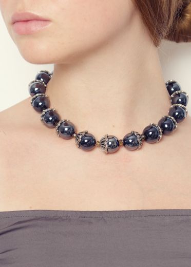 Silver Grey Acorn Necklace