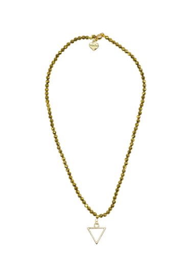 Pyrite Gemstone Triangle Necklace 