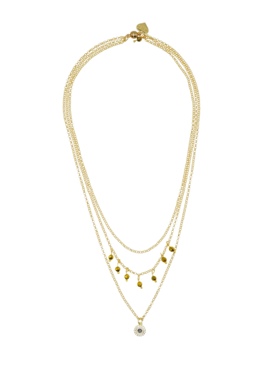 Protective Eye Pyrite Gemstone Layer Necklace 