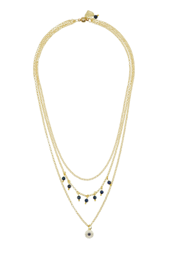 Protective Eye Navy Starstone Gemstone Layer Necklace 