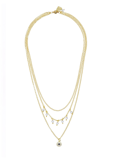 Protective Eye Mother Of Pearl Layer Necklace 