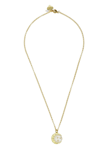 Mother of Pearl New Moon, Sun and Stars Chain Necklace