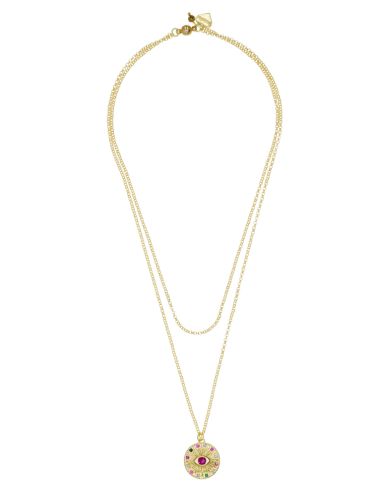 Pyrite Gemstone Fuchsia Crystal Eye Layer Chain Necklace