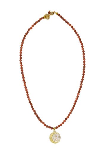 Sunstone Gemstone New Moon, Sun and Stars  Necklace