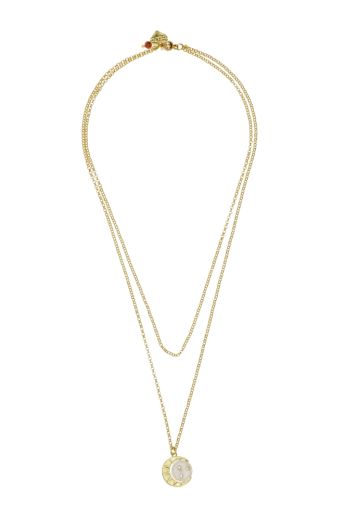 Sunstone Gemstone New Moon, Sun and Stars Layer Chain Necklace