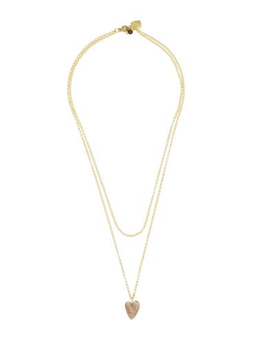 Smoky Quartz Gemstone Heart and Black Agate Double Chain Necklace