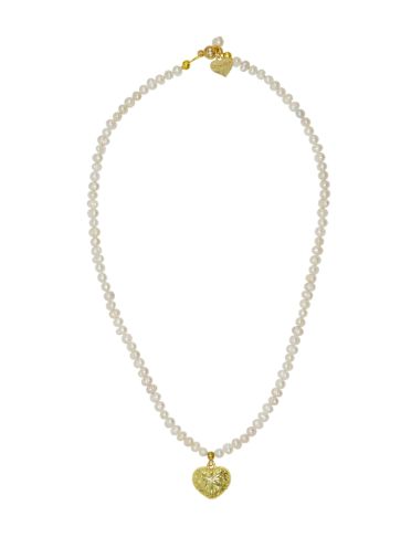 Gold Heart and Freshwater Pearl Necklace