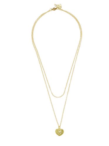 Gold Heart and Freshwater Pearl Double Chain Necklace