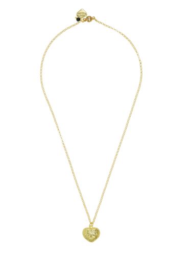 Gold Heart and Black Spinnel Gemstone Chain Necklace