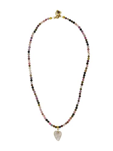 Rose Quartz Gemstone Heart and Tourmaline Gemstone Necklace
