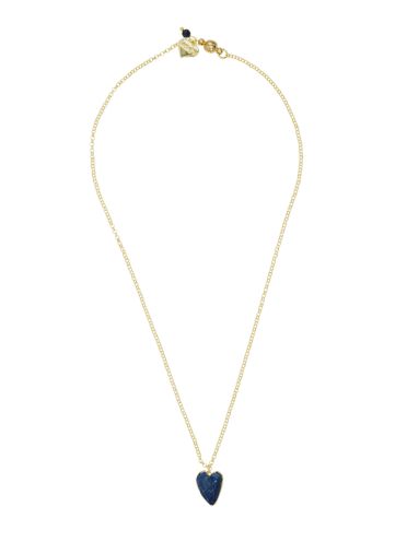 Lapis Lazuli Gemstone Heart and Navy Starstone Chain Necklace