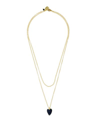 Lapis Lazuli Gemstone Heart and Navy Starstone Gemstone Double Chain Necklace