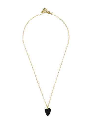 Black Spinnel Gemstone Heart and Pyrite Gemstone Chain Necklace