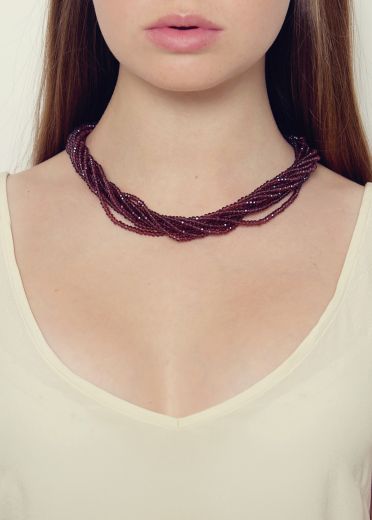 Plum Crystal Twist Necklace