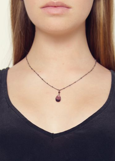 Plum Crystal Drop Necklace