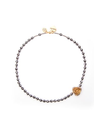 hematite rose necklace