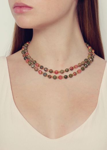 Vintage Unakite Gemstone Necklace